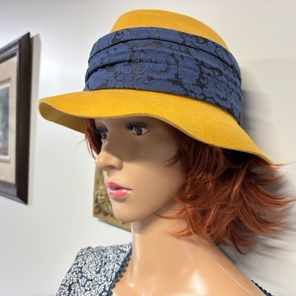 Accessories - Vintage❤️Genie by Eugenia Kim Mustard & Navy Fedora Hat